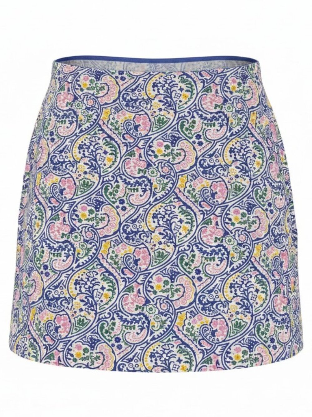 Boden Paisley Floral Skirt Cotton Lined Pockets Cobalt Blue Pink Preppy Casual